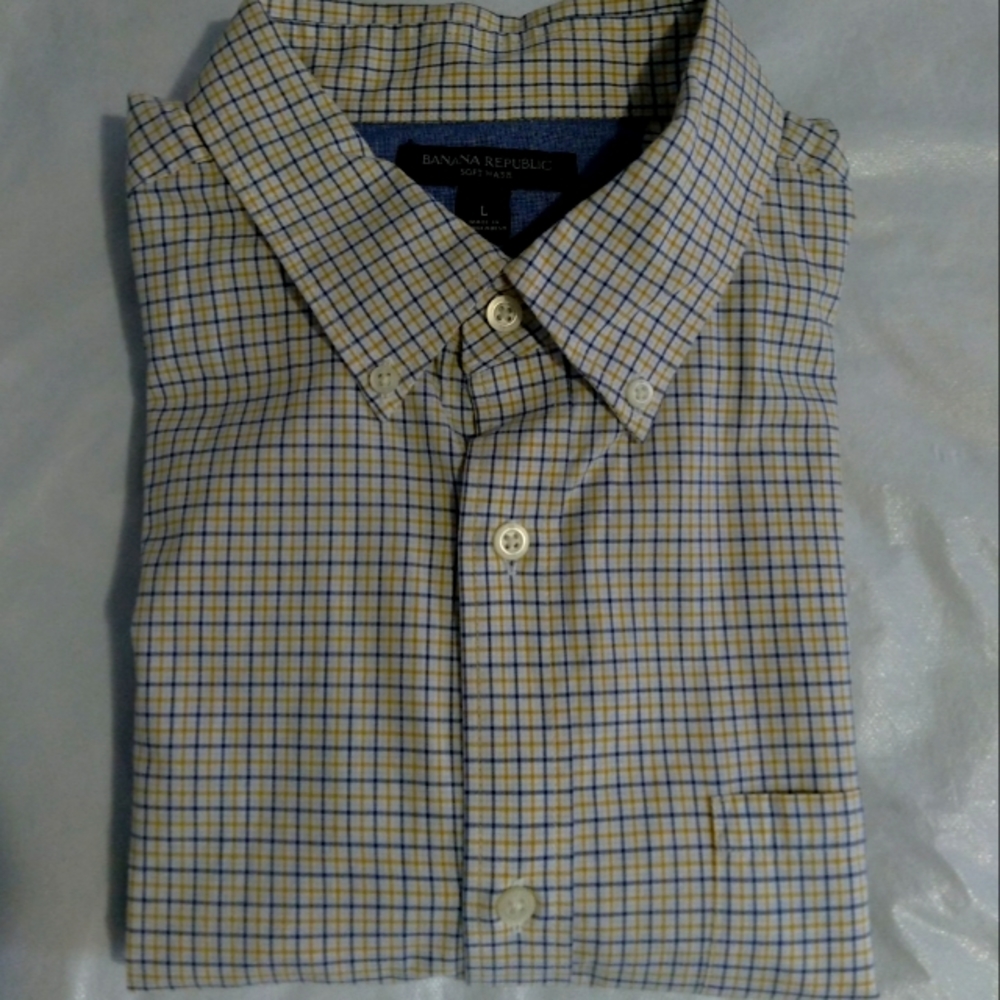Banana Republic Soft Wash Slim Fit Long Sleeve Dress Shirt Men's Size L.